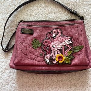 Chala Flamingo Shoulder Bag in Pink and Brown